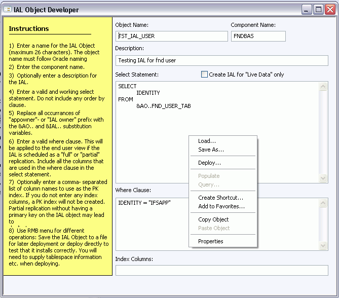 An image of IAL developer window